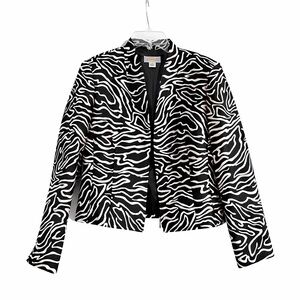 Vintage Talbots Silk & Wool Zebra Print Black & White Blazer Jacket Women’s 6